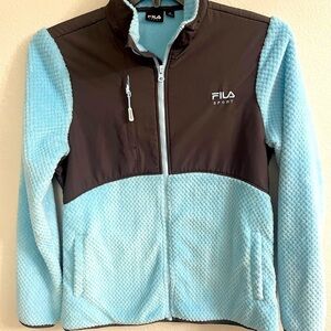 FILA Sport Light Blue Fleece Zip Up Jacket Medium